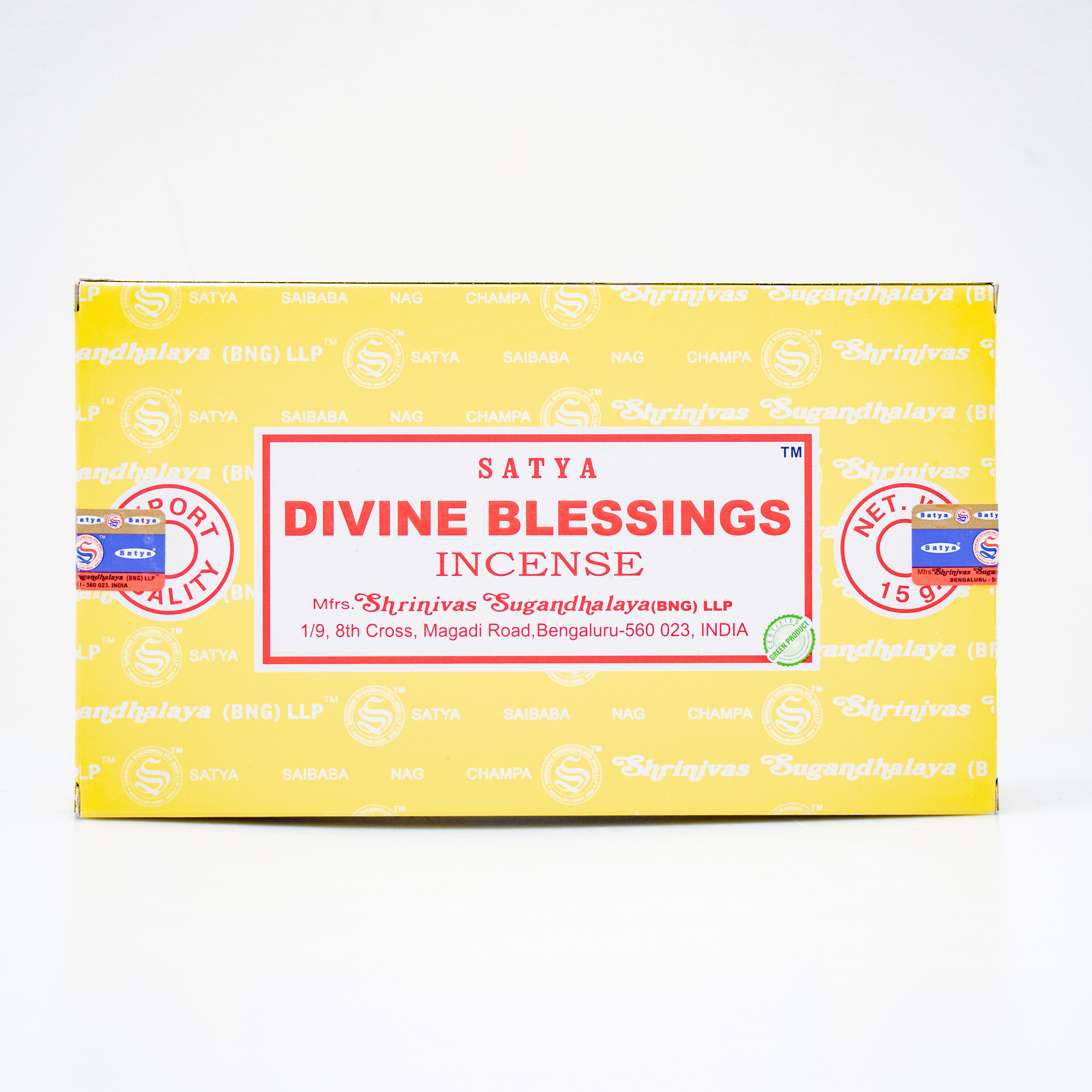 Satya Divine Blessings, Incense Sticks, 15 Grams in One Pack, 12 Pack Box