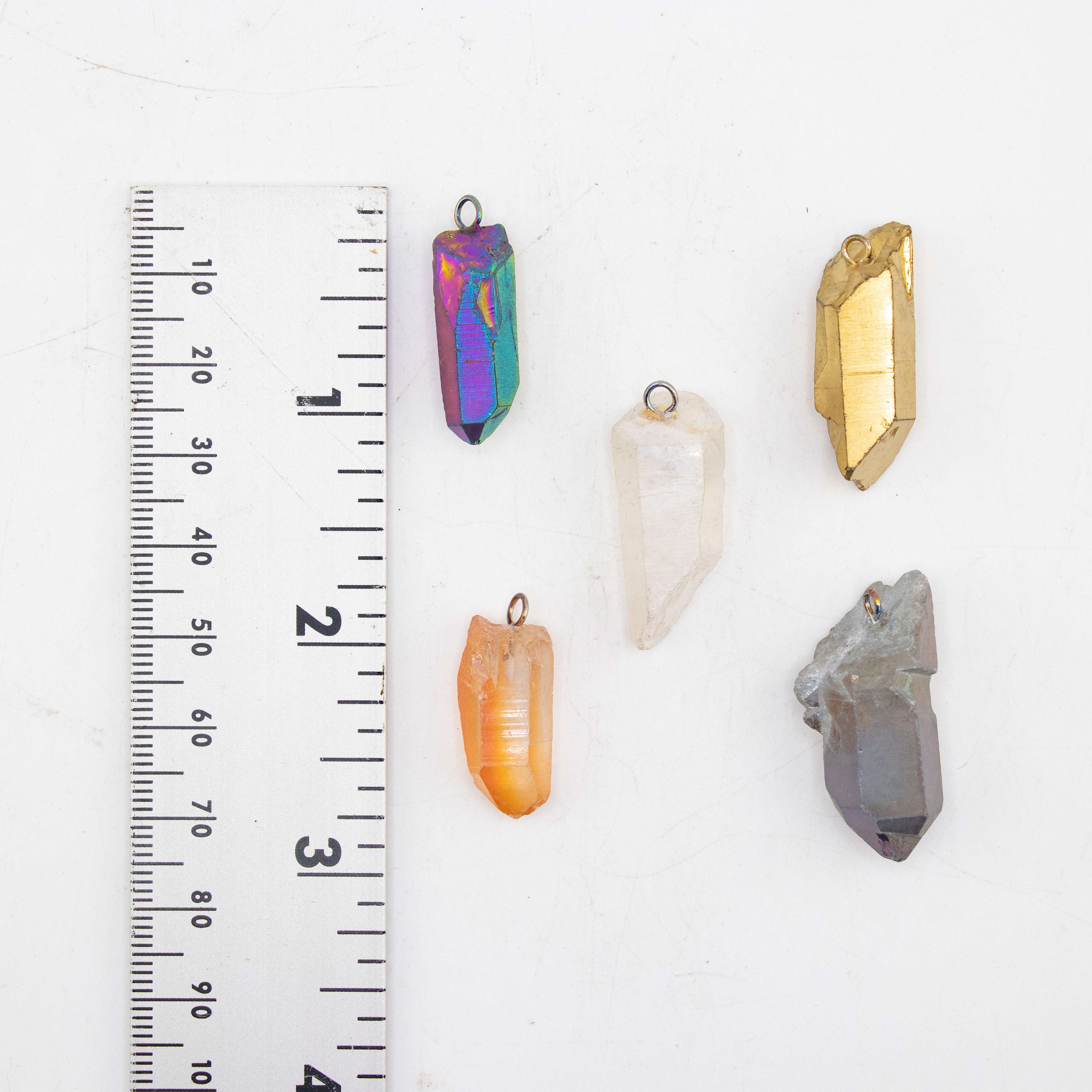 Electroplate Quartz Raw Pendants, 5 Pieces in a Pack