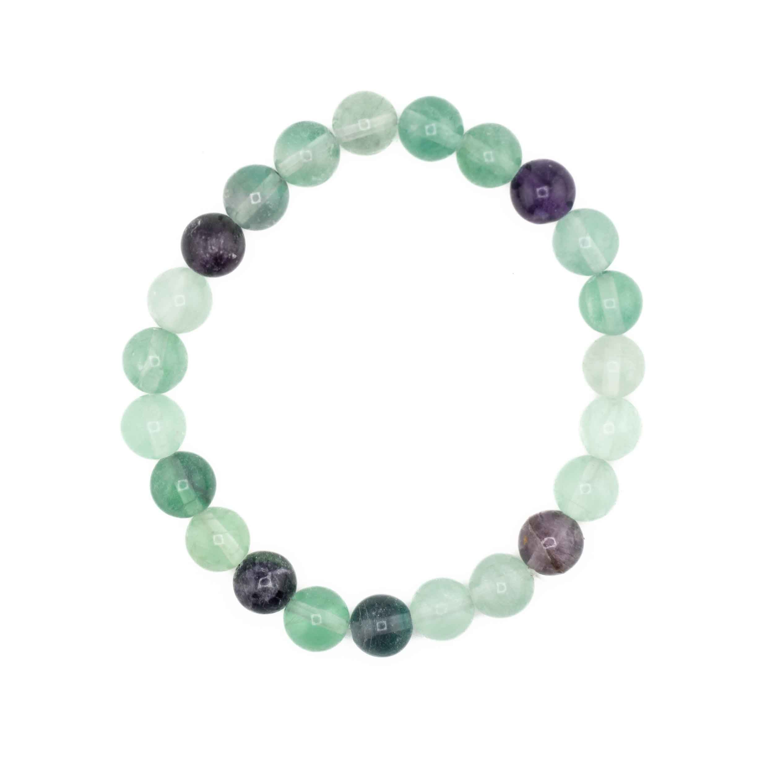 Fluorite, Metal Free Bracelet, 8mm, 5 Pieces in a Pack