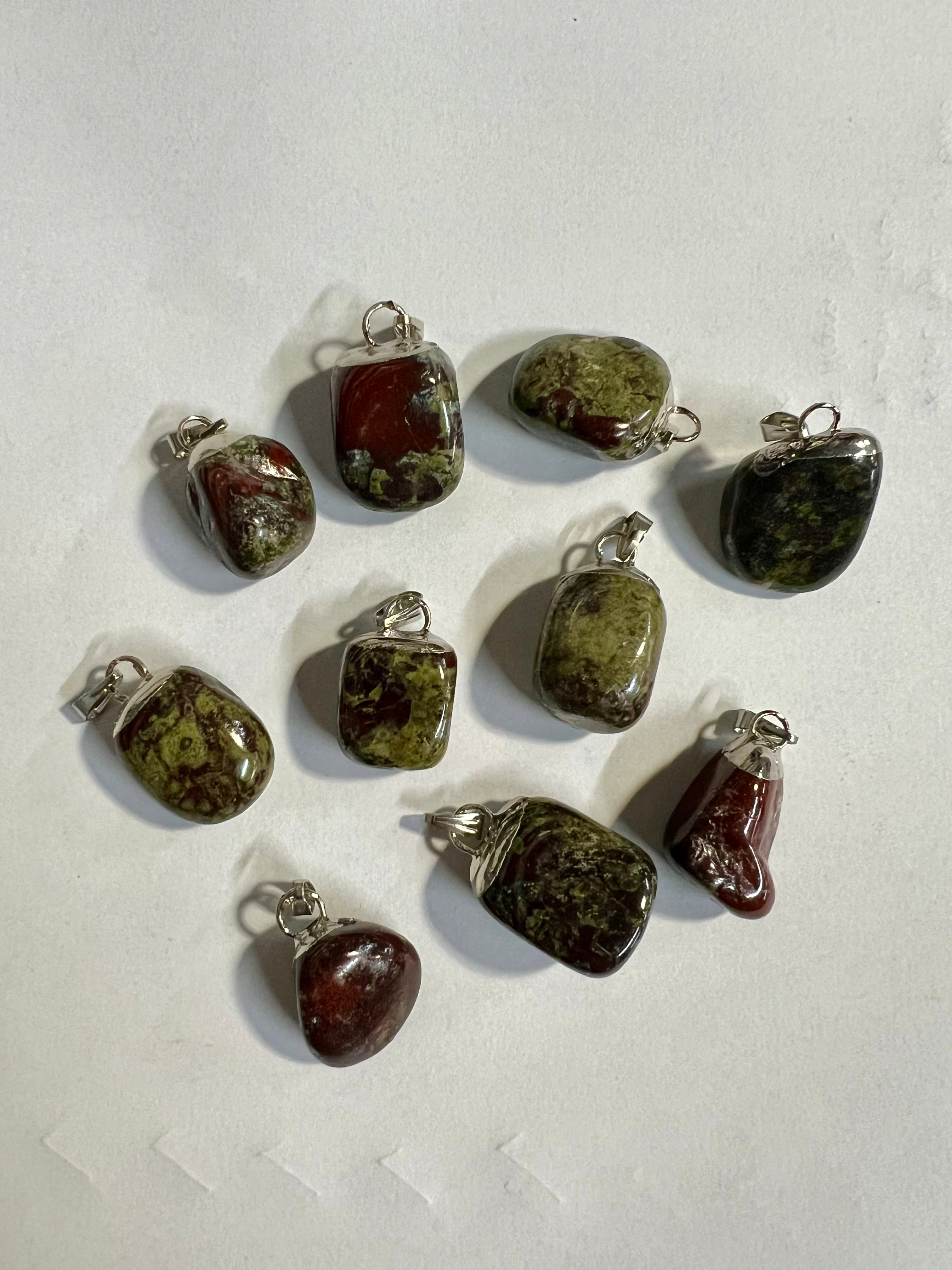 Bloodstone Mixed Shape Pendants, 5 Pieces in a Pack