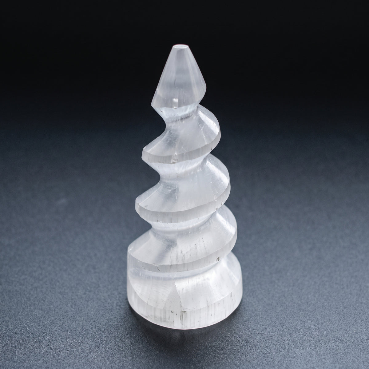 Selenite Spiral Tower, 4" Inch, 1 Piece