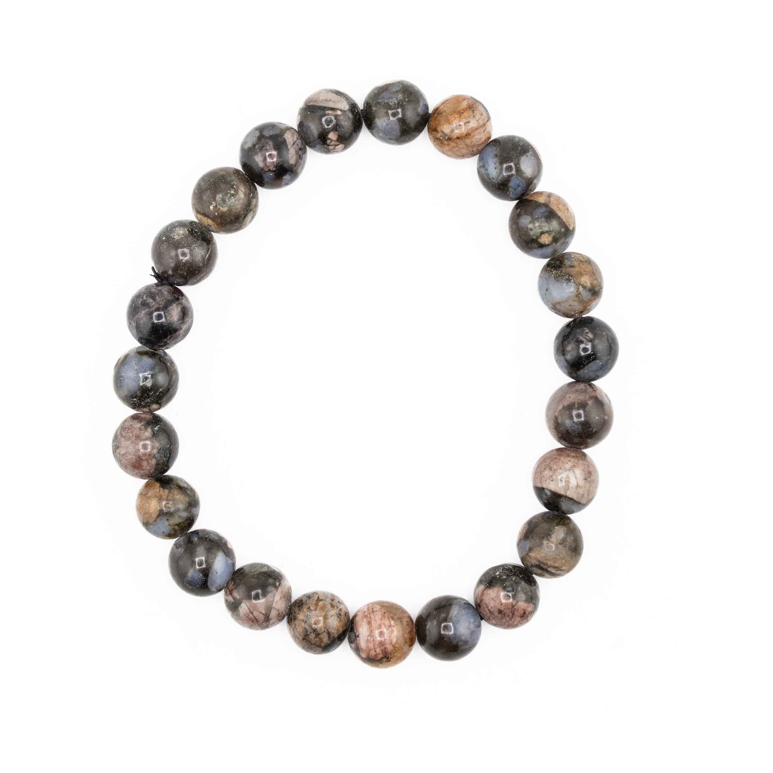 Glaucophane (African Blue Opal) Llanite, Metal Free Bracelet, 8mm, 5 Pieces in a Pack