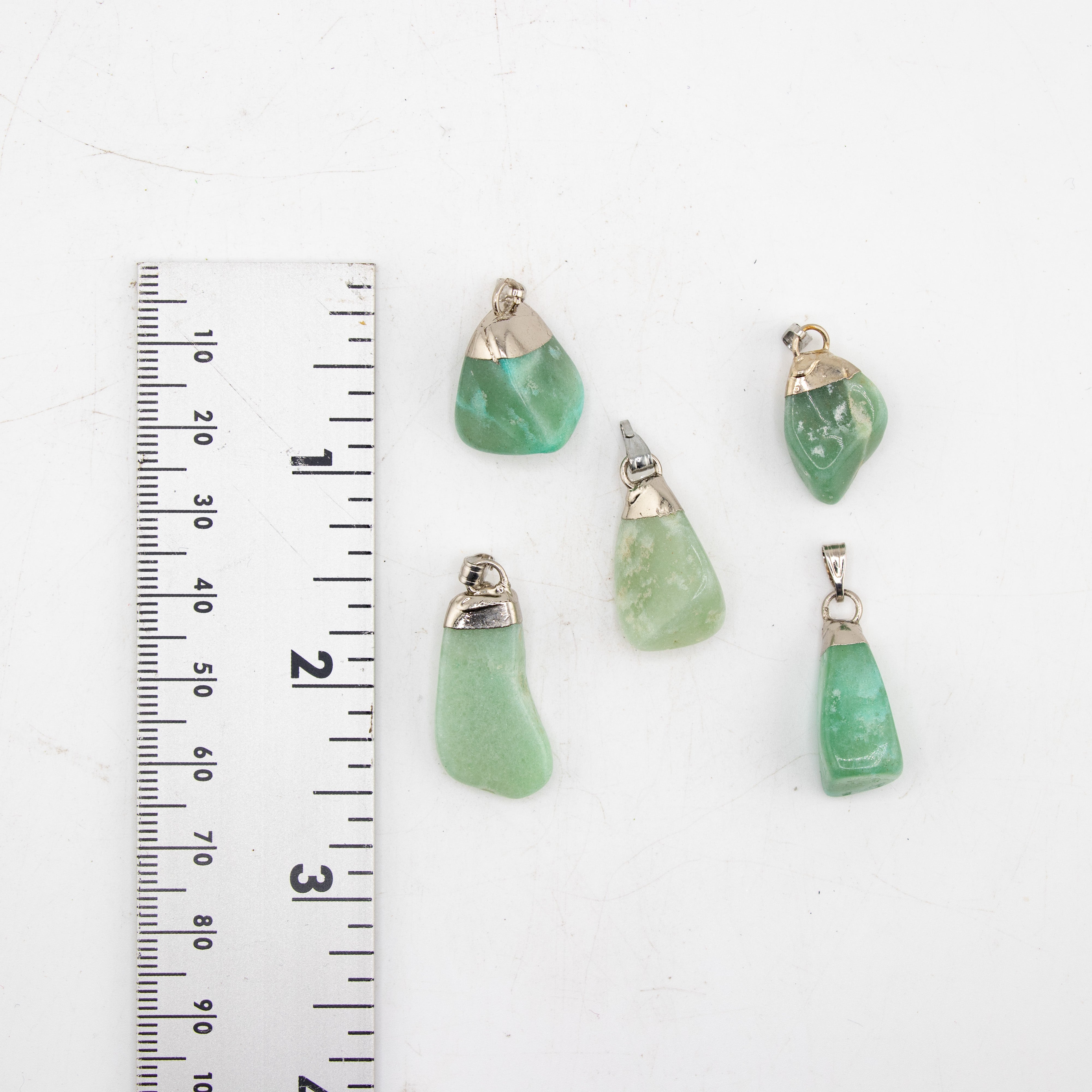Small Green Aventurine Mixed Shape Pendants, 5 Pieces in a Pack