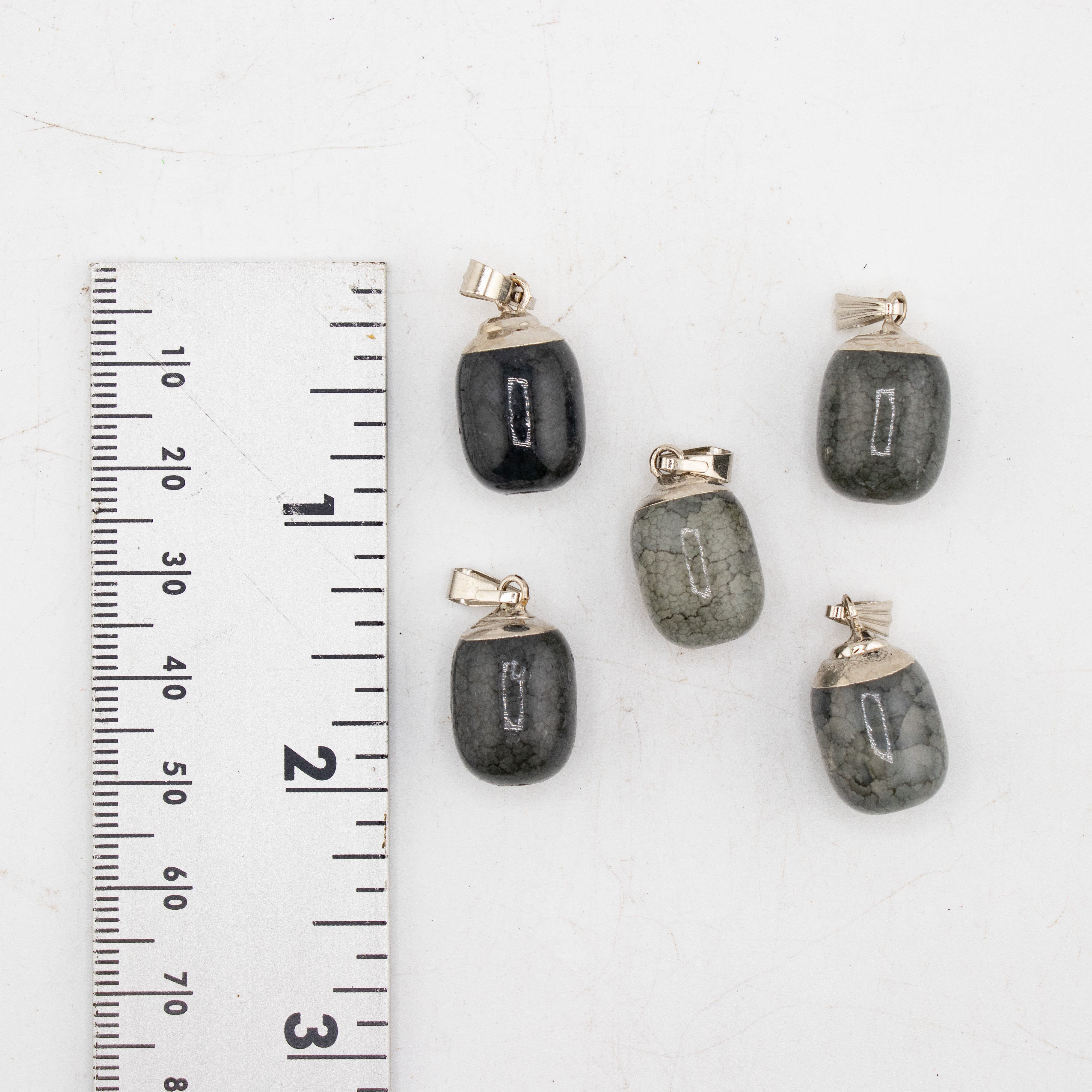 Grey Agate Mixed Shape Pendants, 5 Pieces in a Pack