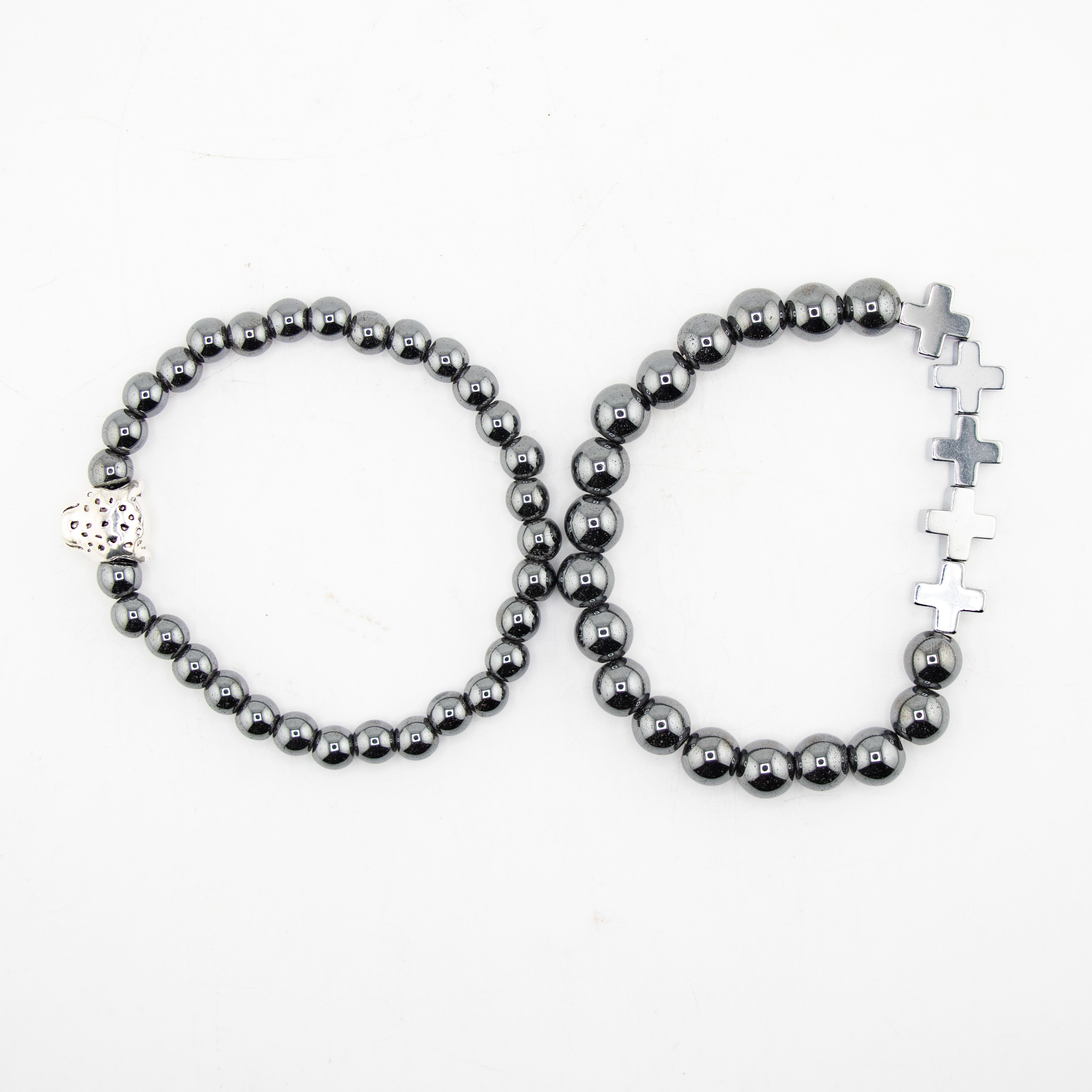 Hematite Set Bracelet, 6mm, 5 Sets in a Pack