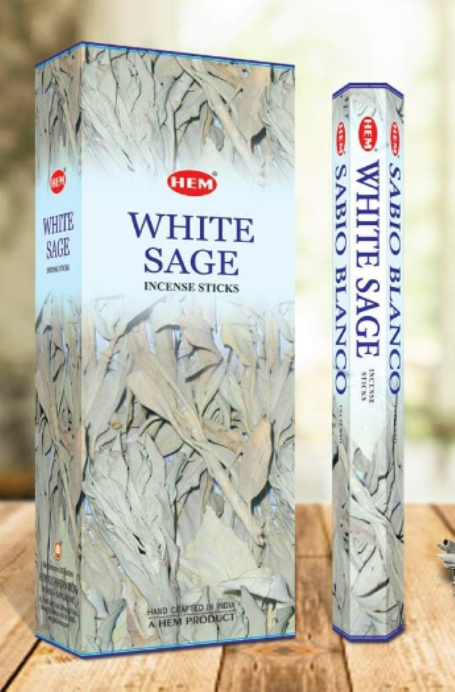 Hem White Sage, Incense Sticks, 8 Stick, 18 grams in one Pack, 25 Pack Box