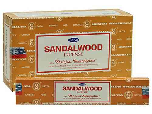 Satya Sandalwood, Incense Sticks, 15 grams in one Pack, 12 Pack Box