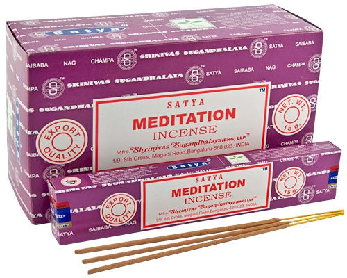 Satya Meditation, Incense Sticks, 15 grams in one Pack, 12 Pack Box