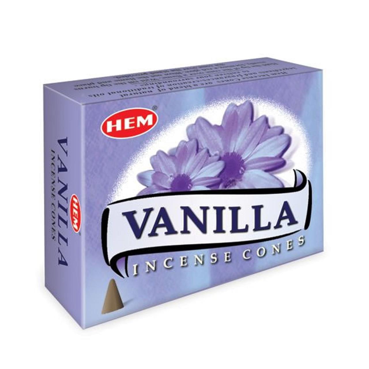 Hem Vanilla, Incense Cone, 24 grams in one Pack, 12 Pack Box