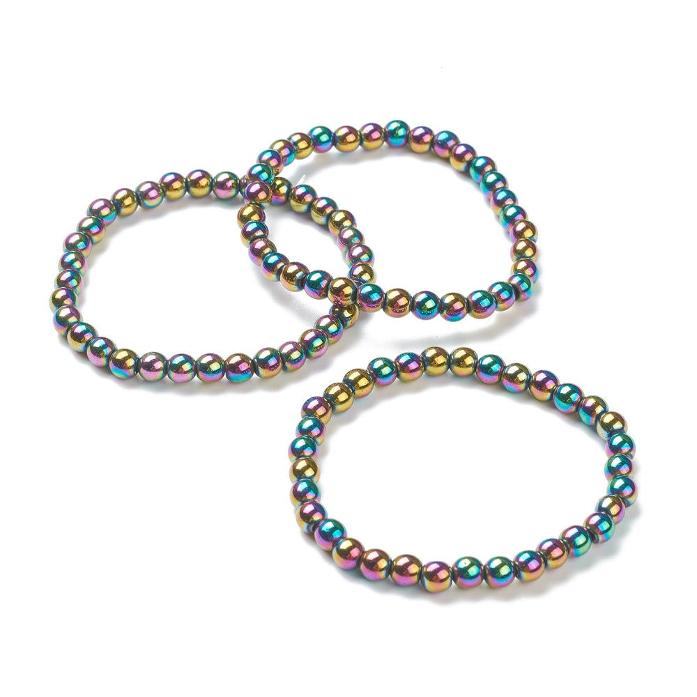 Rainbow Hematite Bracelet, 6mm, 5 Pieces in a Pack