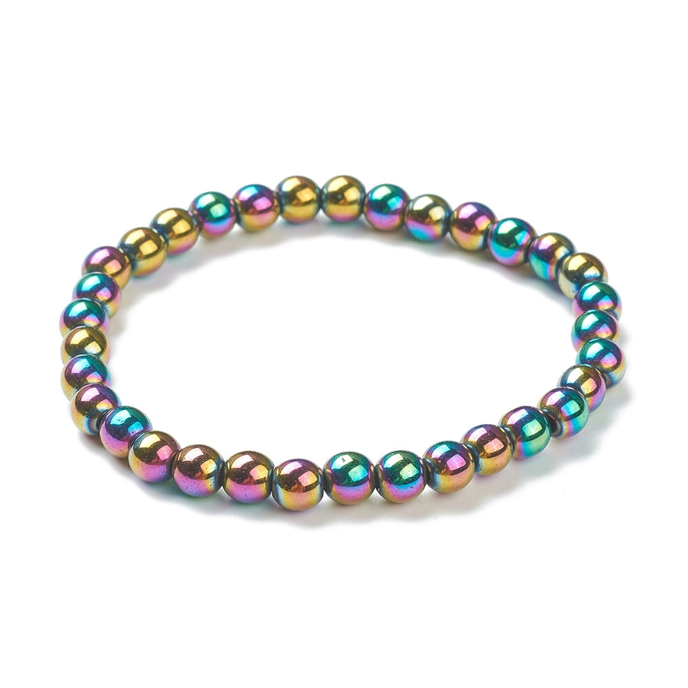 Rainbow Hematite Bracelet, 6mm, 5 Pieces in a Pack