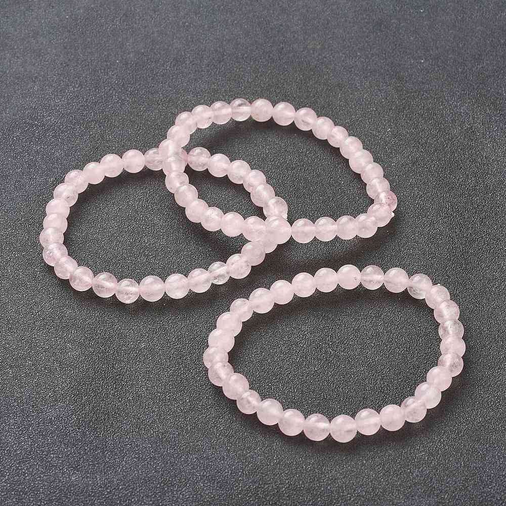 Rose Quartz Bracelet, 6mm, 5 Pieces in a Pack