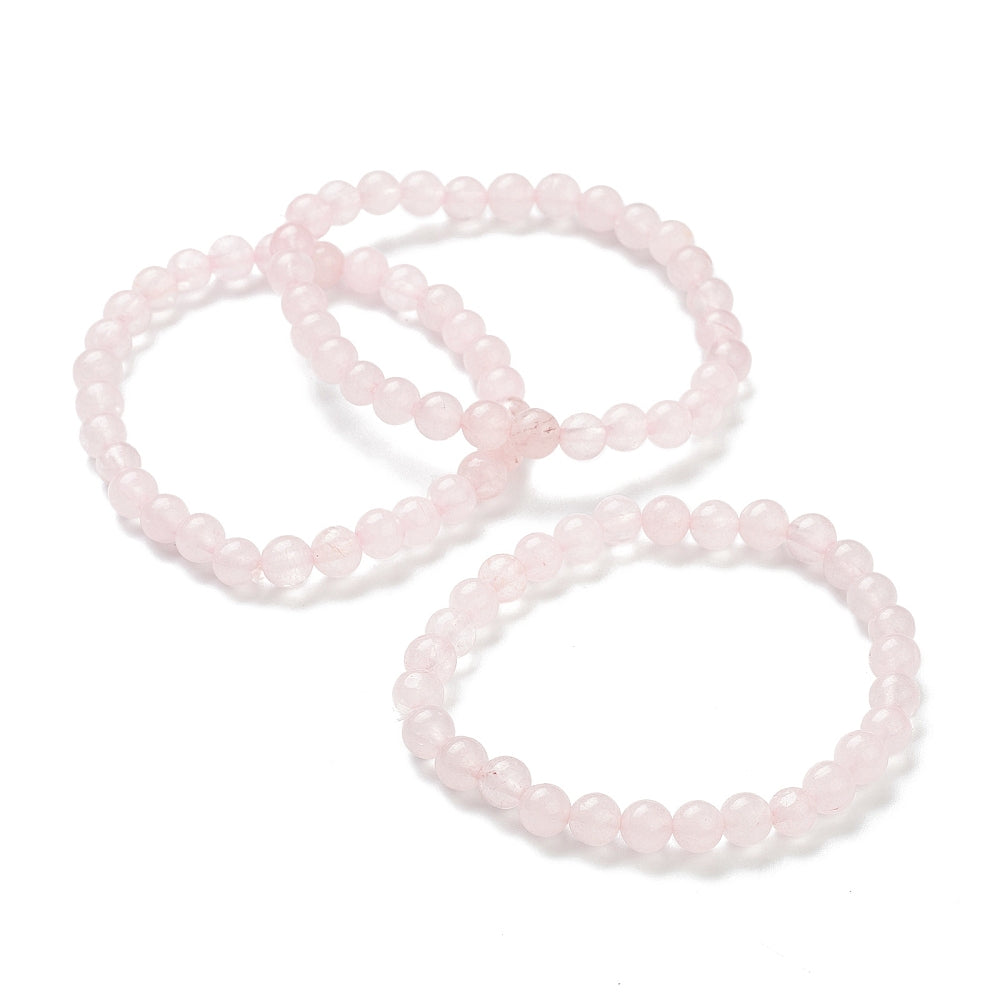 Rose Quartz Bracelet, 6mm, 5 Pieces in a Pack