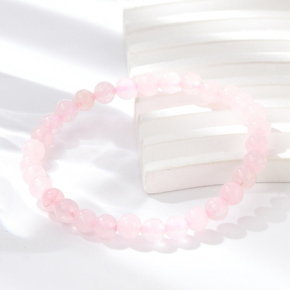 Rose Quartz Bracelet, 6mm, 5 Pieces in a Pack
