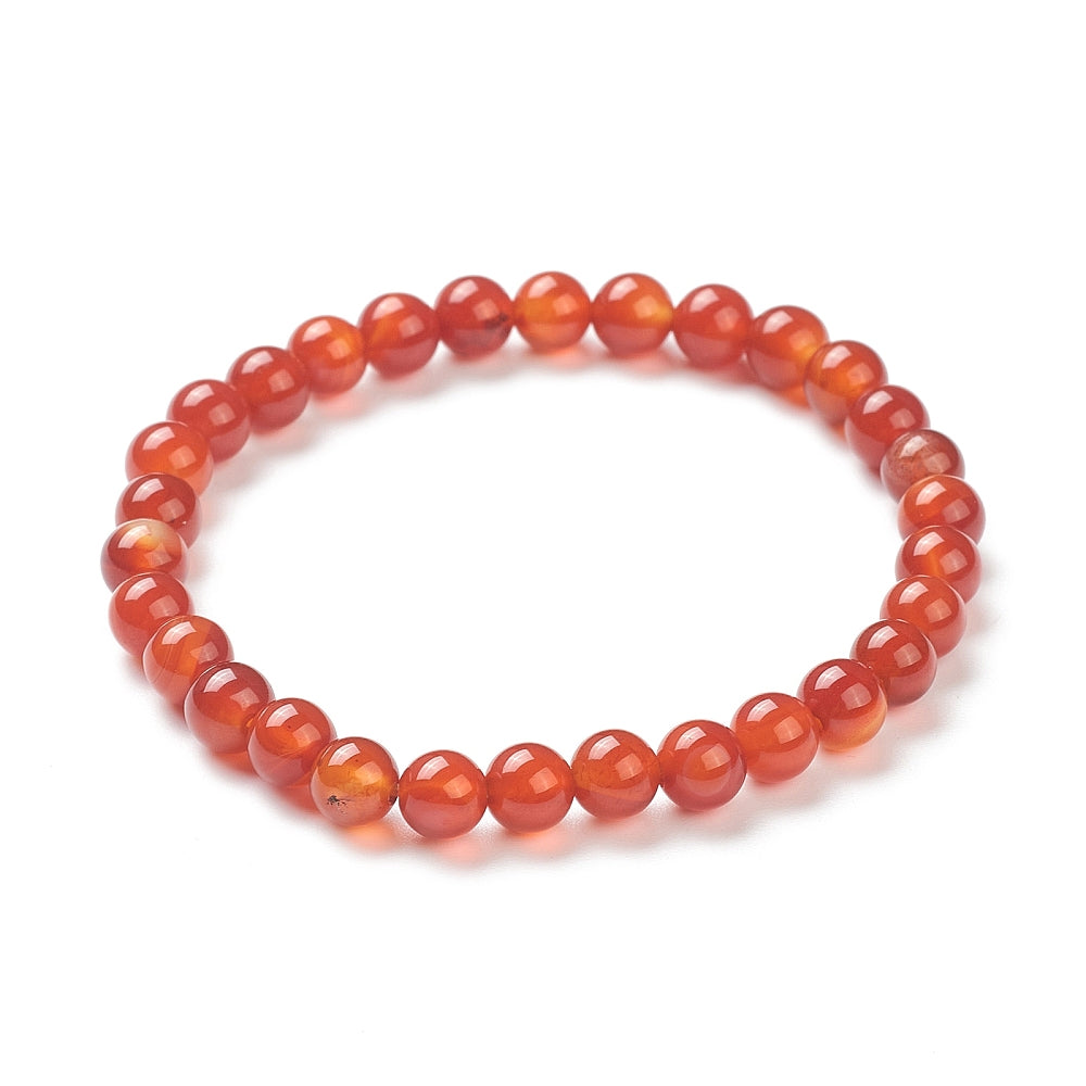Carnelian Bracelet, 6mm, 5 Pieces in a Pack
