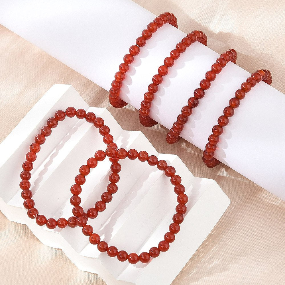 Carnelian Bracelet, 6mm, 5 Pieces in a Pack