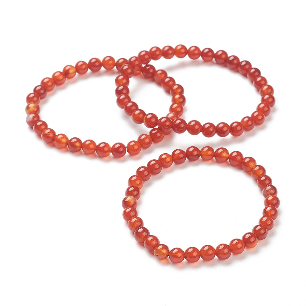 Carnelian Bracelet, 6mm, 5 Pieces in a Pack