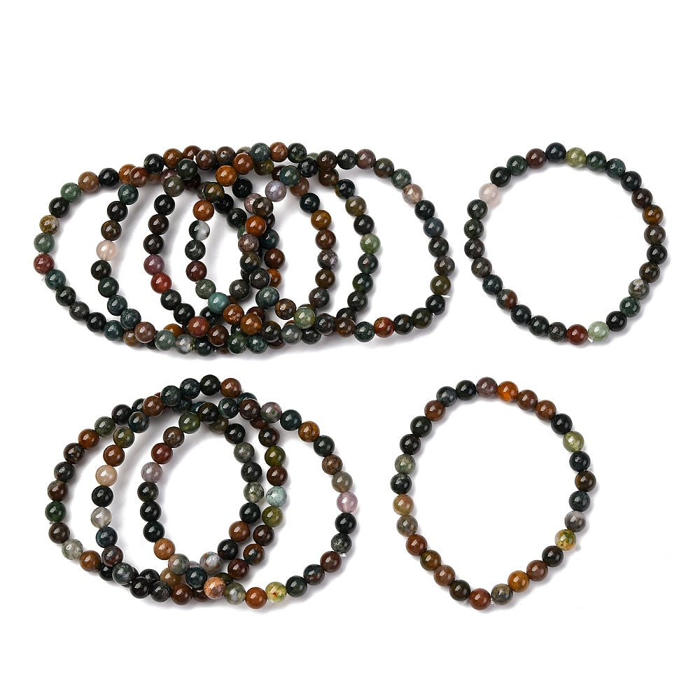 Indian Agate Bracelet, 6mm, 5 Pieces in a Pack