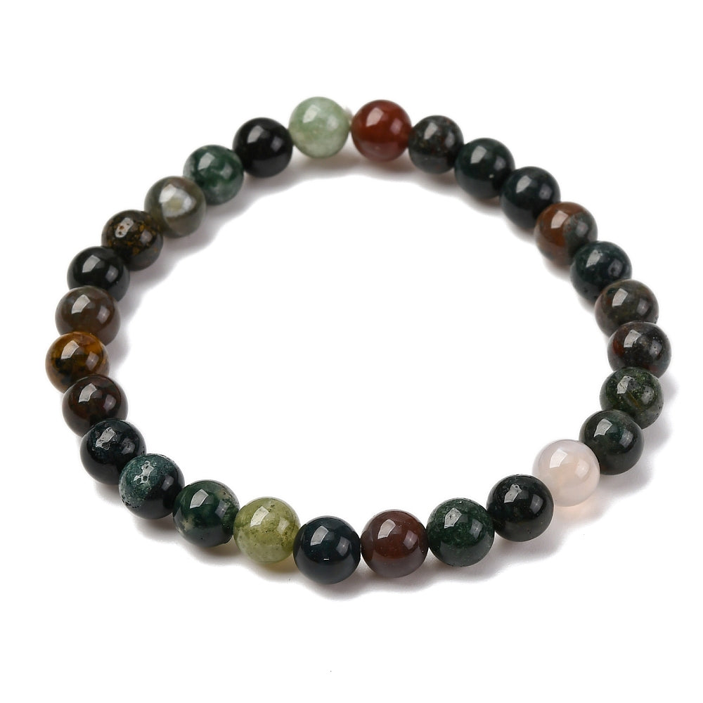 Indian Agate Bracelet, 6mm, 5 Pieces in a Pack