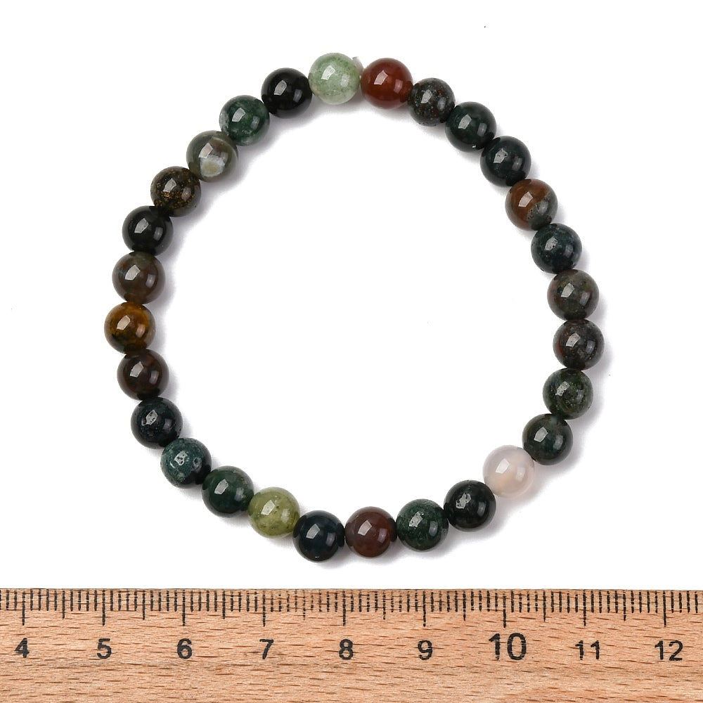 Indian Agate Bracelet, 6mm, 5 Pieces in a Pack
