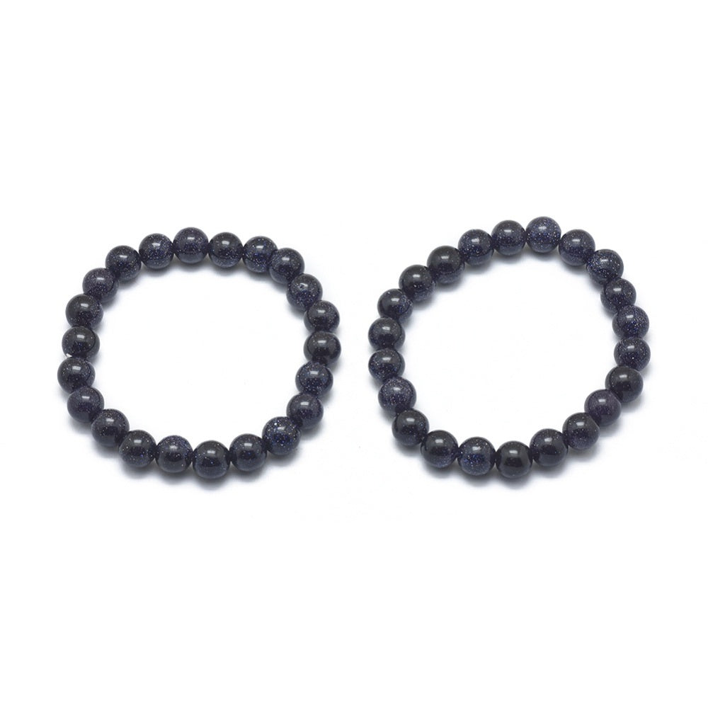 Goldstone (Blue), Metal Free Bracelet, 8mm, 5 Pieces in a Pack
