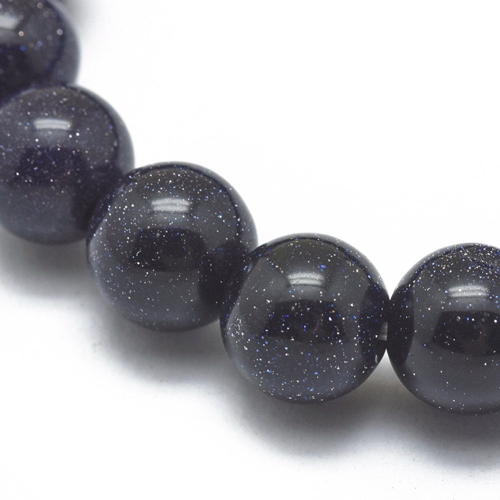 Goldstone (Blue), Metal Free Bracelet, 8mm, 5 Pieces in a Pack