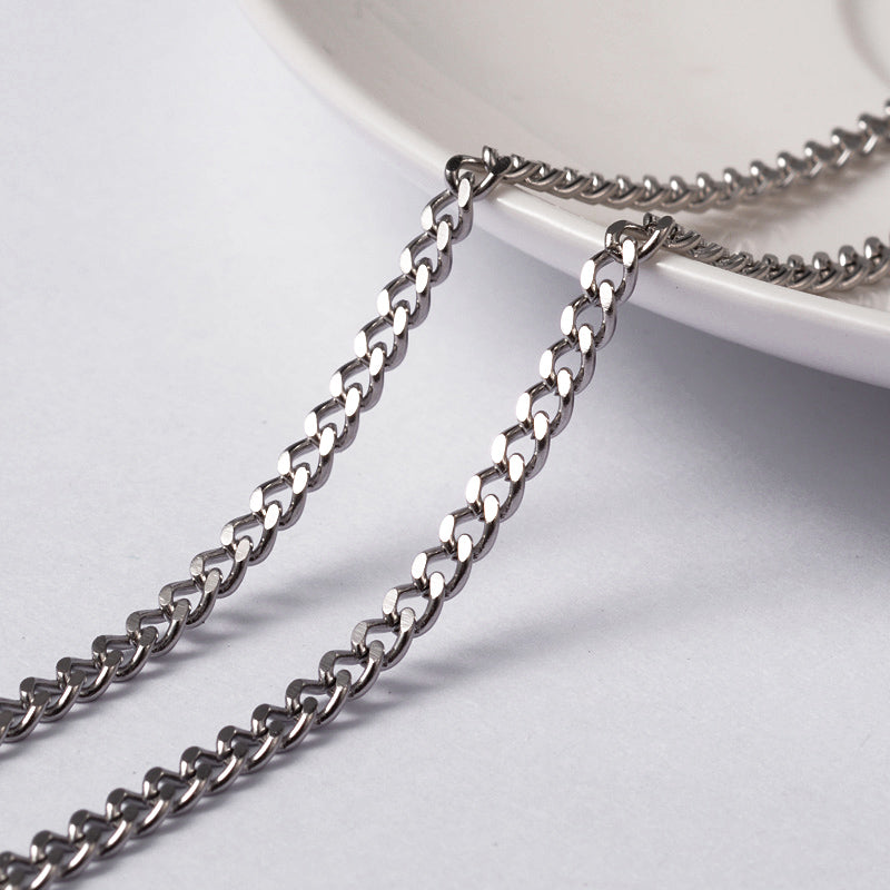 Tarnish Resistant 304 Stainless Steel Twisted Chains, 4x3x0.8mm, 32.8 Feet/roll
