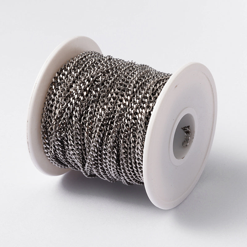 Tarnish Resistant 304 Stainless Steel Twisted Chains, 4x3x0.8mm, 32.8 Feet/roll