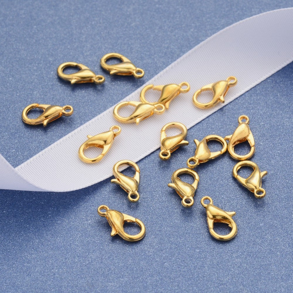 Zinc Alloy Lobster Claw Clasps, Golden, 12x6mm, Hole: 1.2mm, 200 Pieces in a Pack