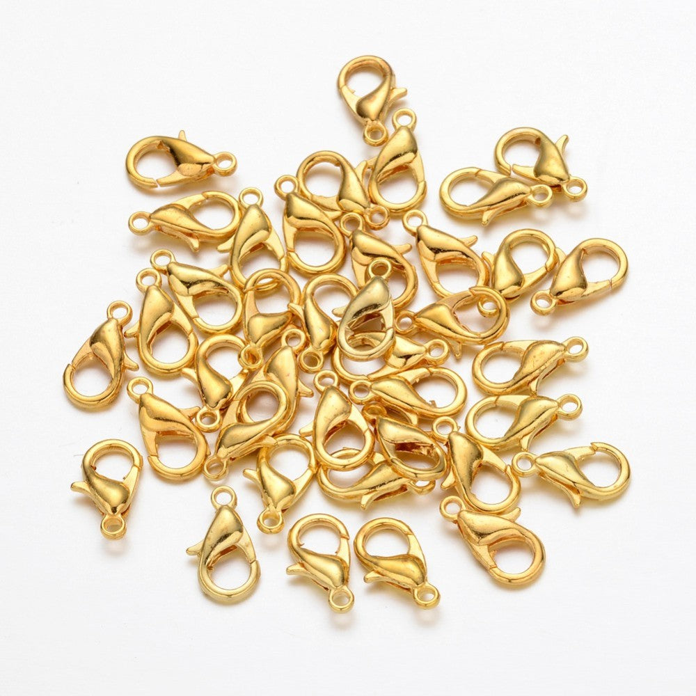 Zinc Alloy Lobster Claw Clasps, Golden, 12x6mm, Hole: 1.2mm, 200 Pieces in a Pack