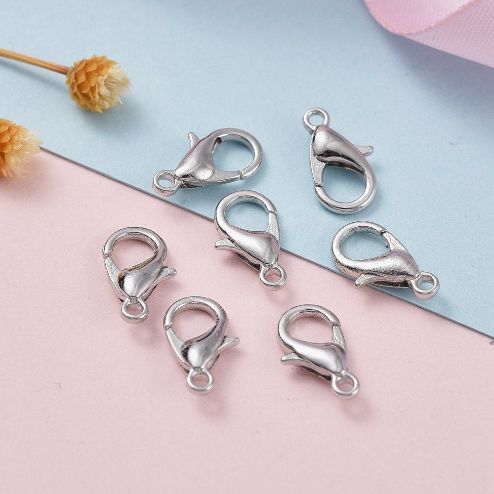 Zinc Alloy Lobster Claw Clasps, 12x6mm, Hole: 1.2mm, 200 Pieces In a Pack