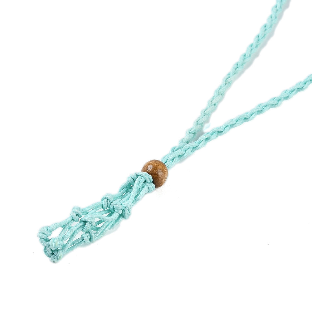 Blue Braided Macrame Pouch Necklace, 10 Pieces in a Pack