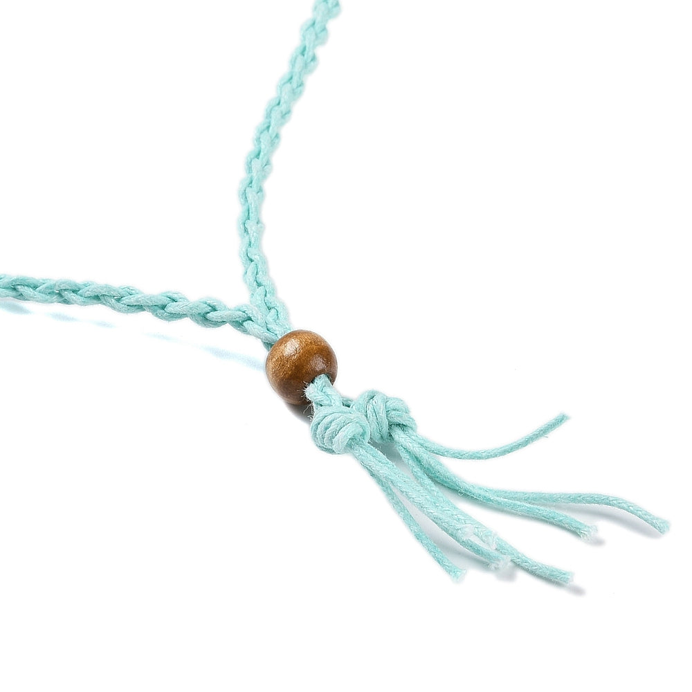 Blue Braided Macrame Pouch Necklace, 10 Pieces in a Pack
