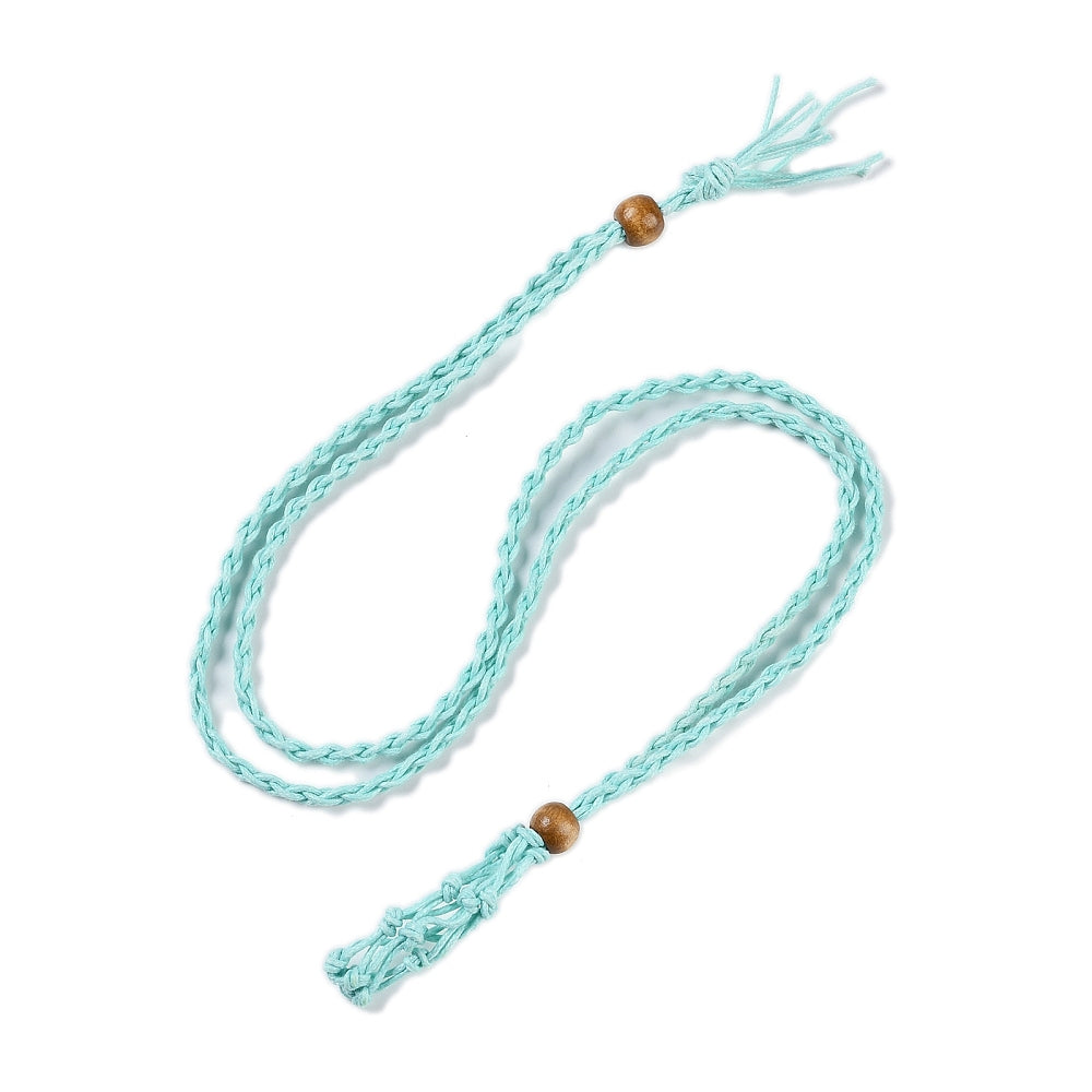 Blue Braided Macrame Pouch Necklace, 10 Pieces in a Pack