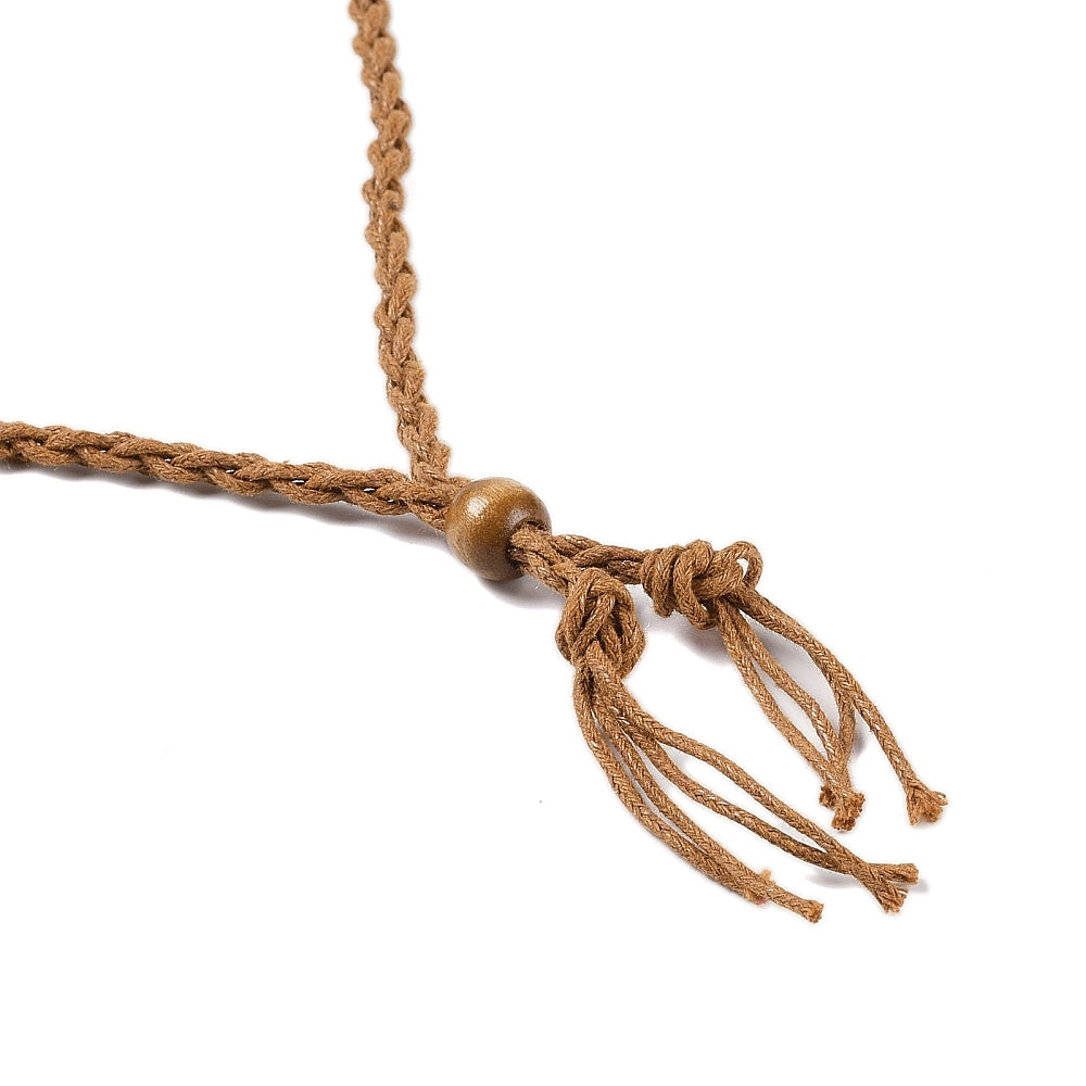 Brown Braided Macrame Pouch Necklace, 10 Pieces in a Pack