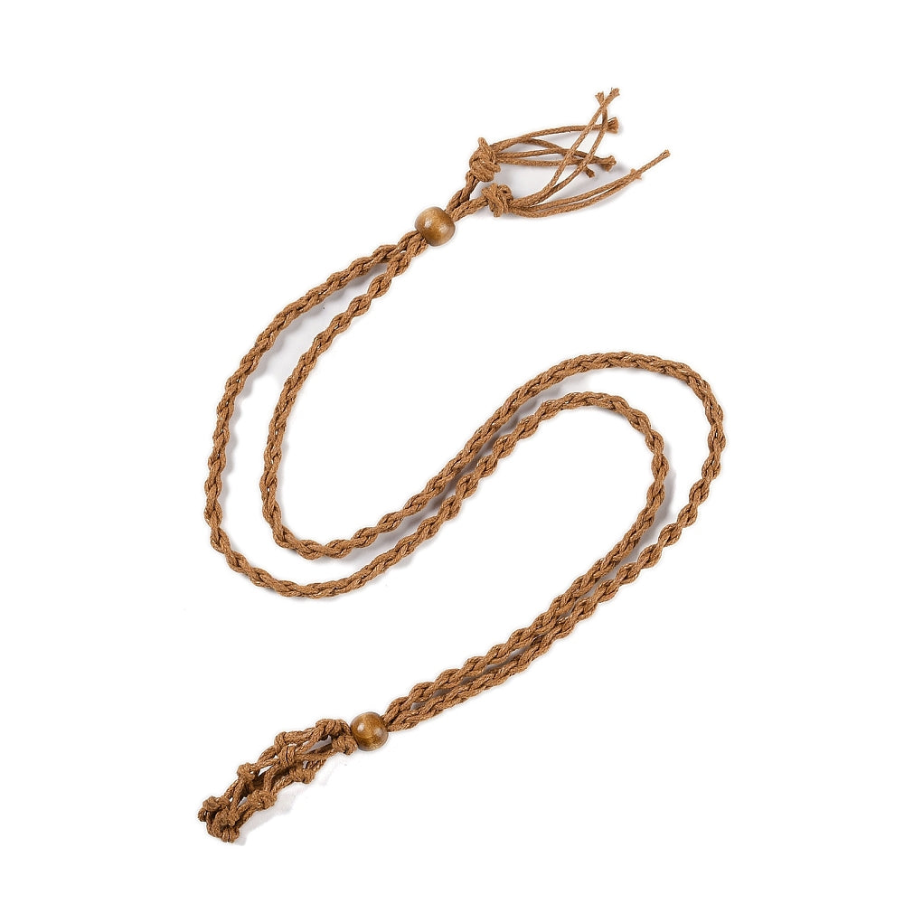 Brown Braided Macrame Pouch Necklace, 10 Pieces in a Pack