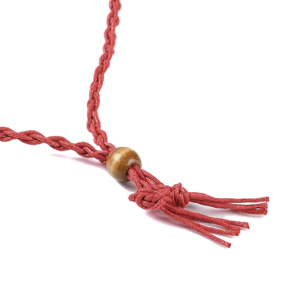 Red Braided Macrame Pouch Necklace, 10 Pieces in a Pack