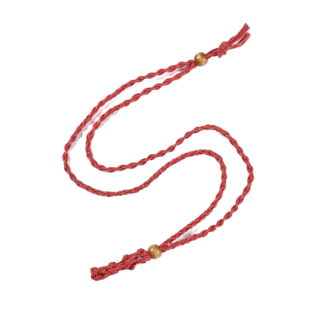 Red Braided Macrame Pouch Necklace, 10 Pieces in a Pack