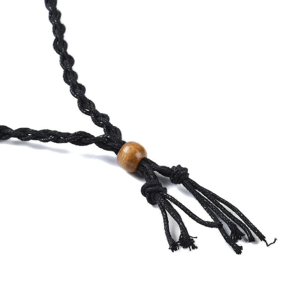 Black Braided Macrame Pouch Necklace, 10 Pieces in a Pack