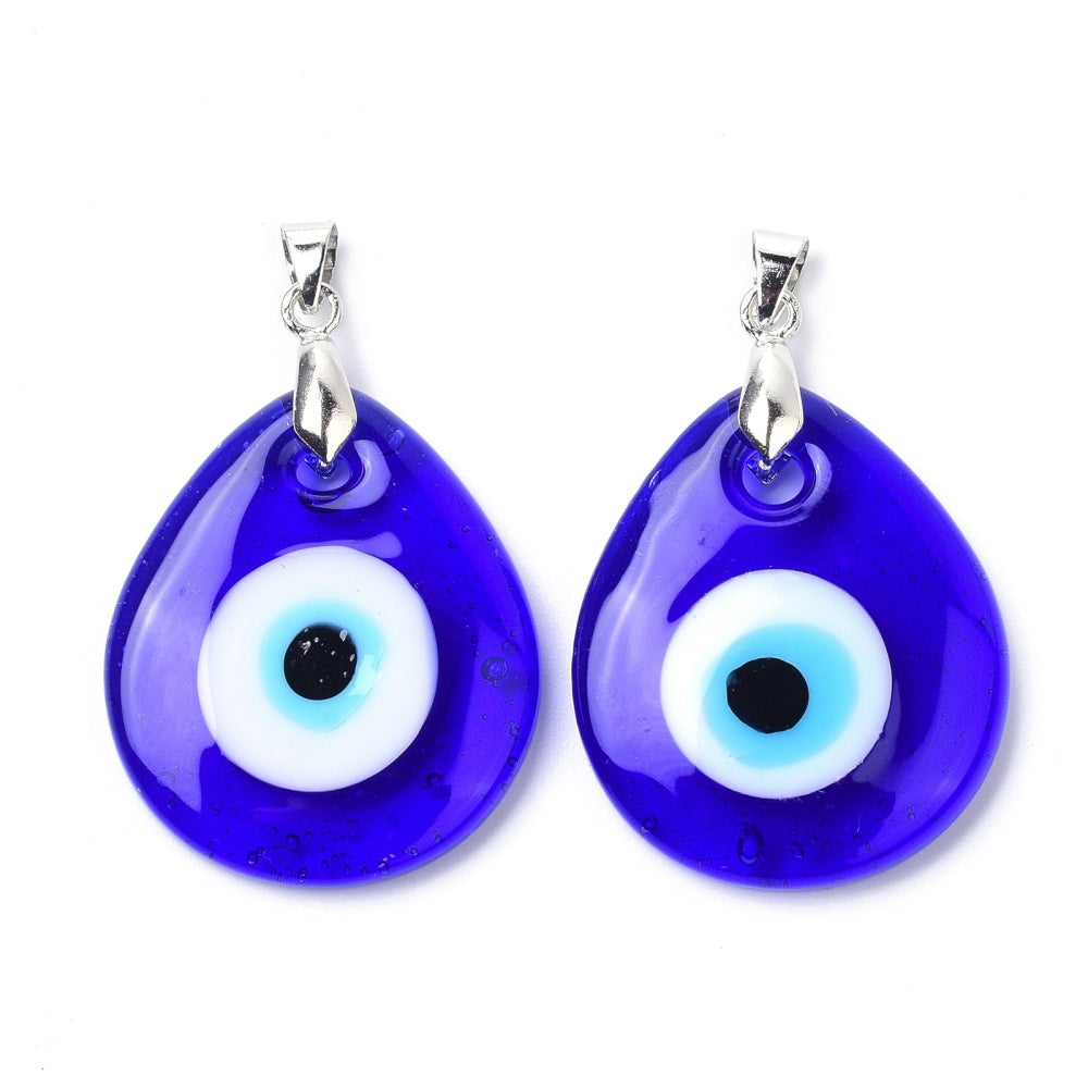 Evil Eye with Silver Chain, 5 Pieces in a Pack