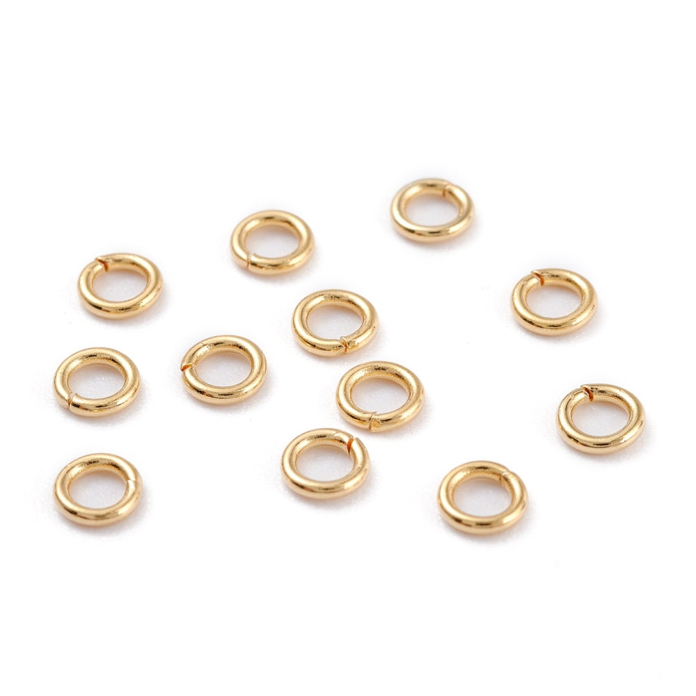 304 Stainless Steel Open Jump Rings, Gold Plated, 6x0.7mm, Inner Diameter: 4.6mm, 500 Pieces in a Pack