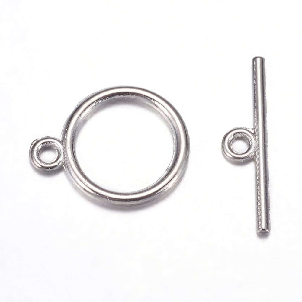 Tibetan Style Toggle Clasps, Flat Round: 15x2mm, Hole: 2mm, Bar: 21mm, Hole: 2mm, 200 Pieces In a Pack