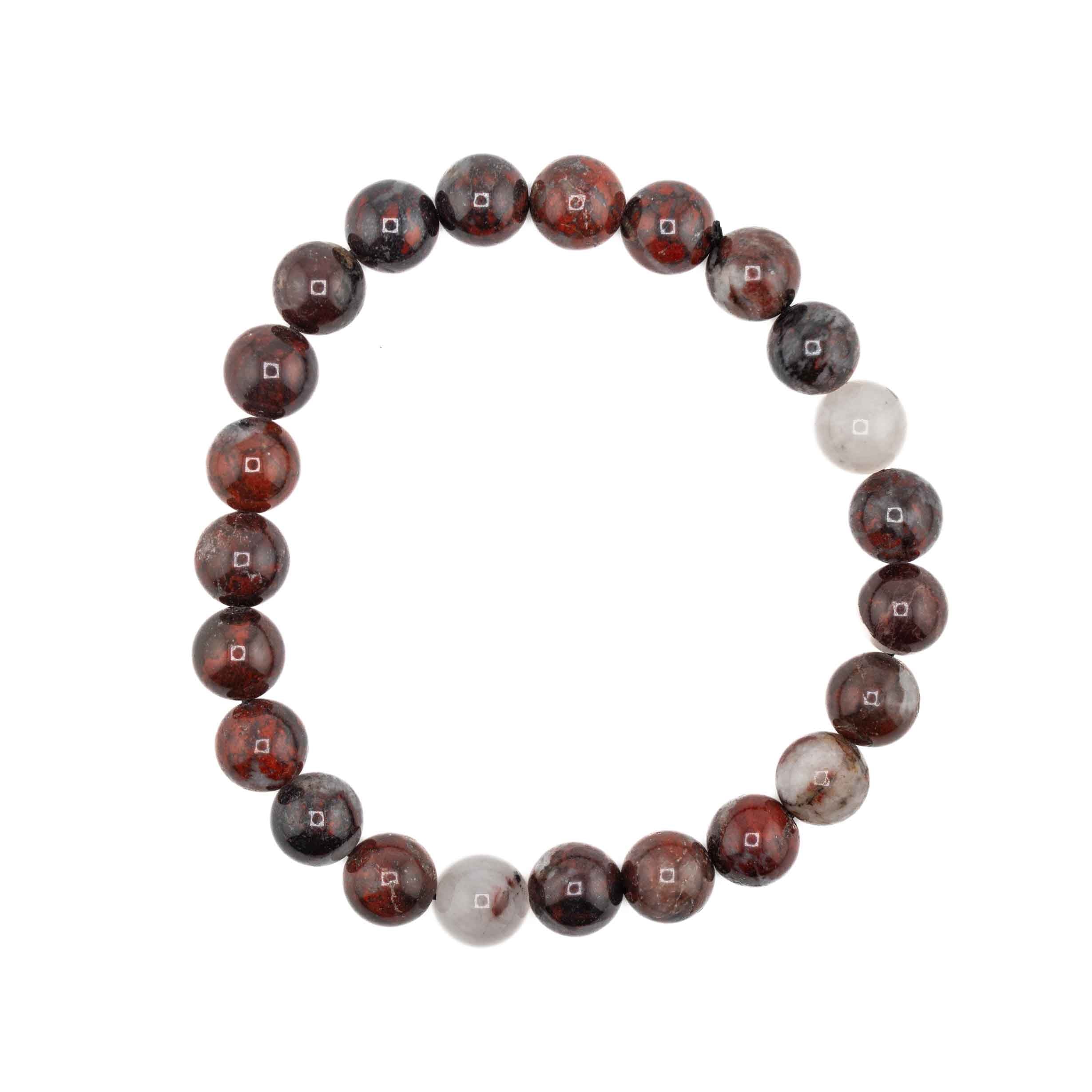 Jasper (Brecciated), Metal Free Bracelet, 8mm, 5 Pieces in a Pack