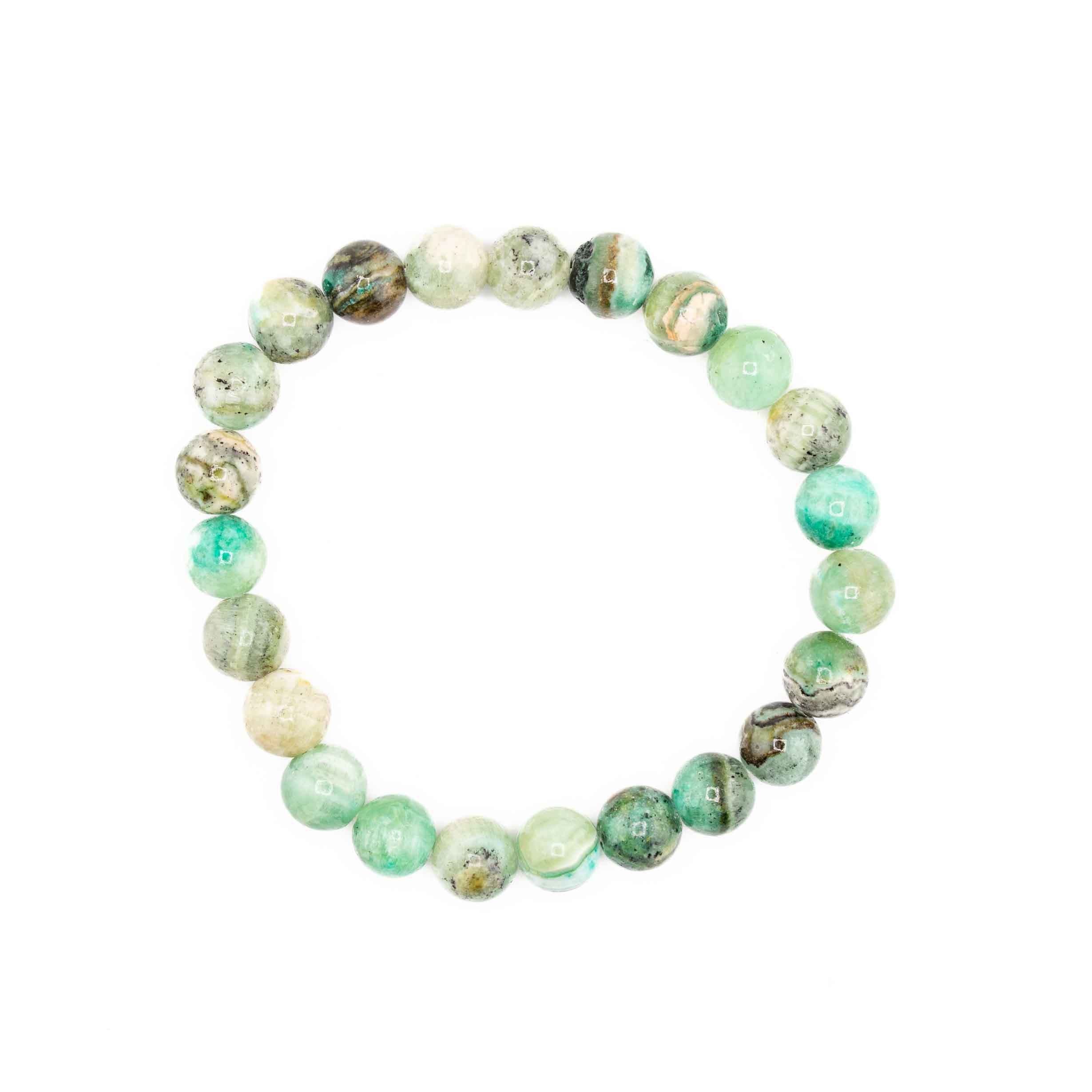 Jasper (Green Line), Metal Free Bracelet, 8mm, 5 Pieces in a Pack