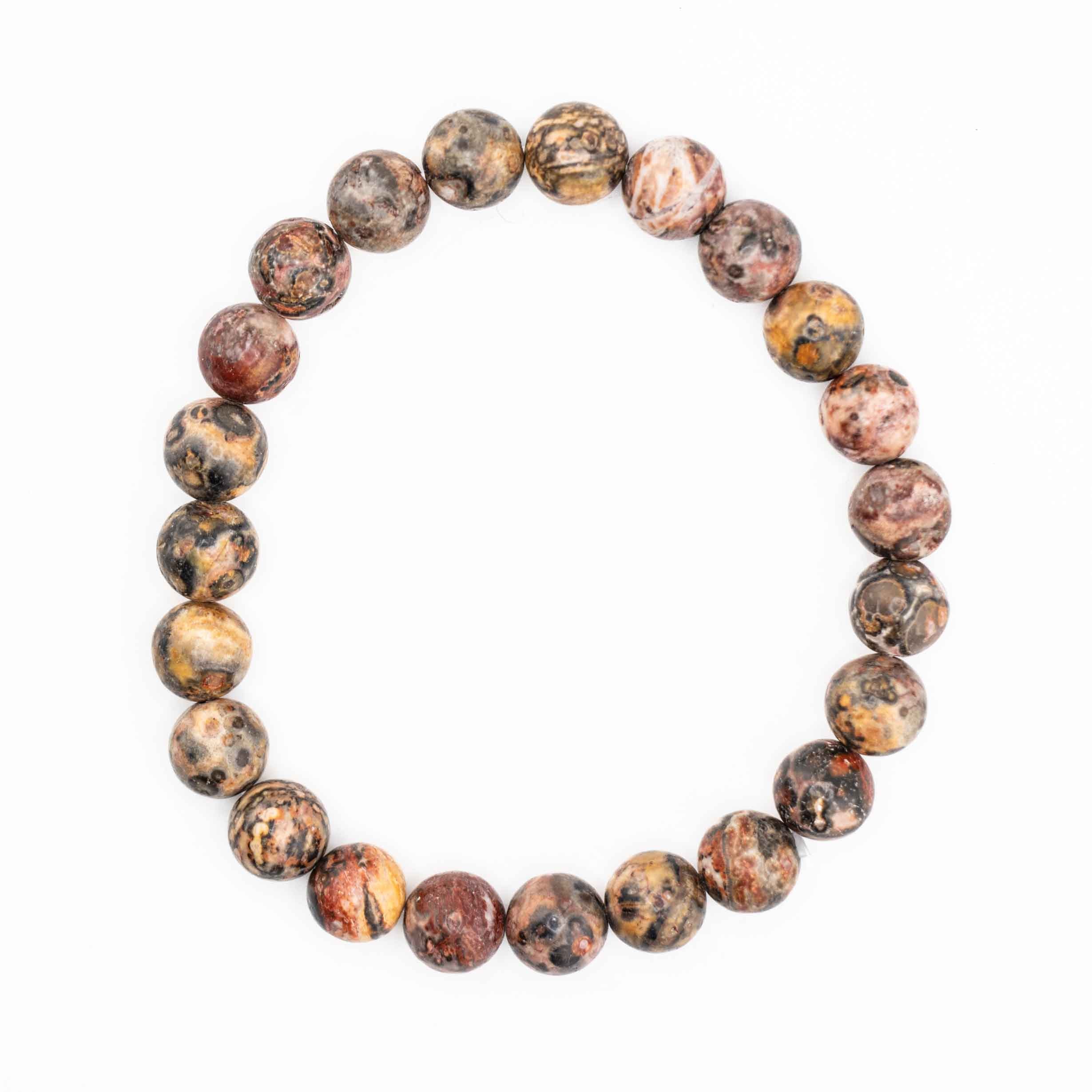 Jasper (Leopard Skin), Metal Free Bracelet, 8mm, 5 Pieces in a Pack