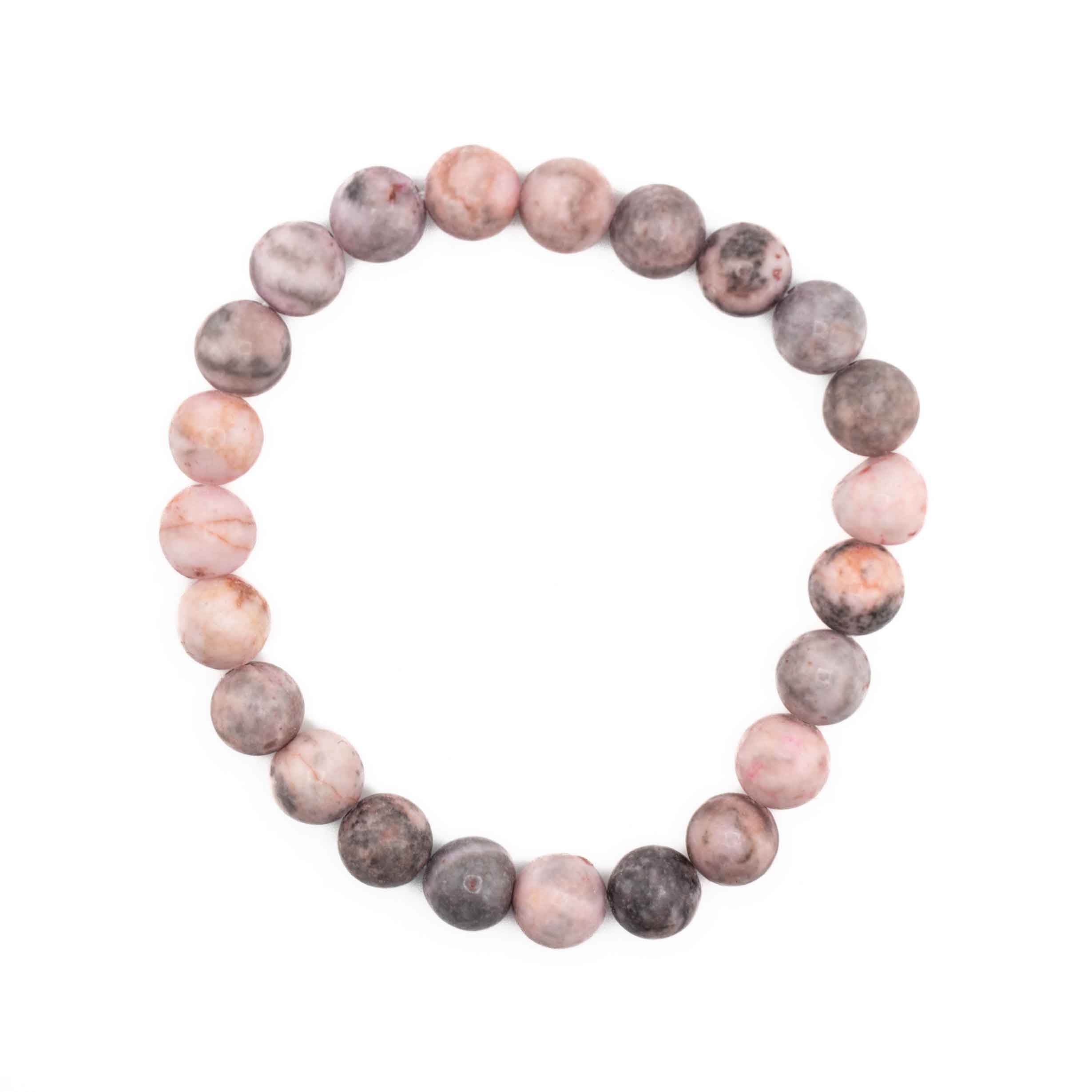 Jasper (Pink Zebra), Metal Free Bracelet, 8mm, 5 Pieces in a Pack