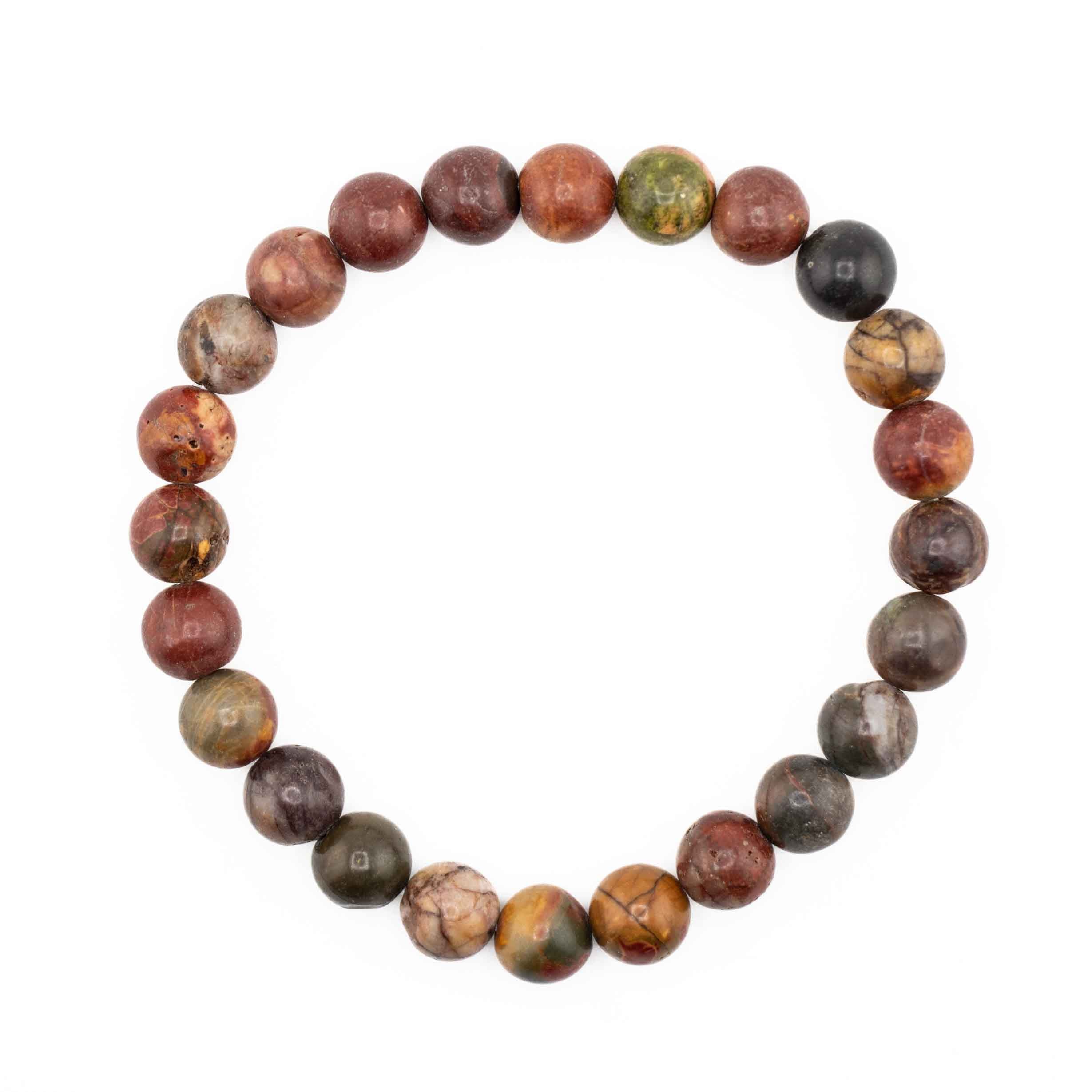 Jasper (Poly), Metal Free Bracelet, 8mm, 5 Pieces in a Pack