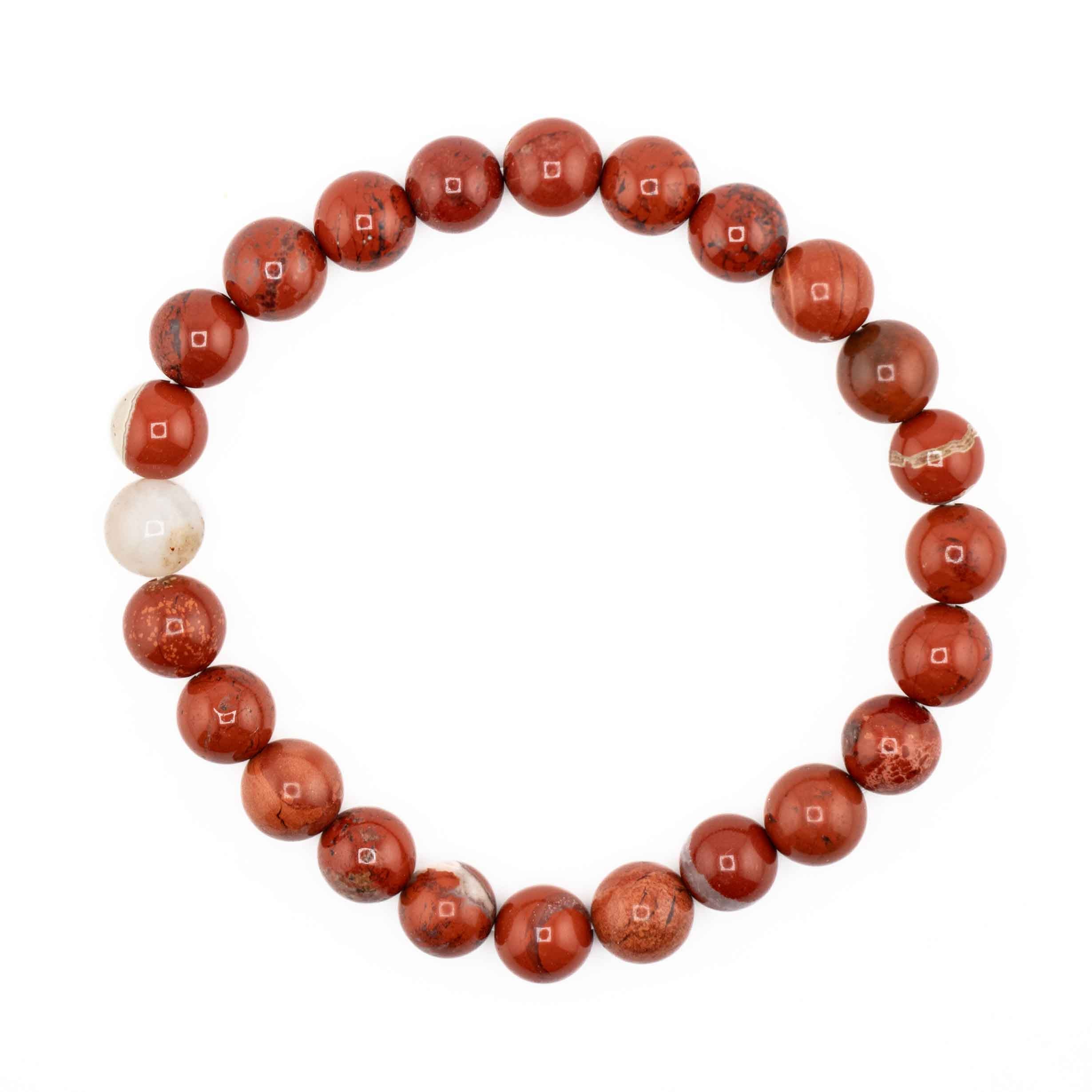 Jasper (Red), Metal Free Bracelet, 8mm, 5 Pieces in a Pack
