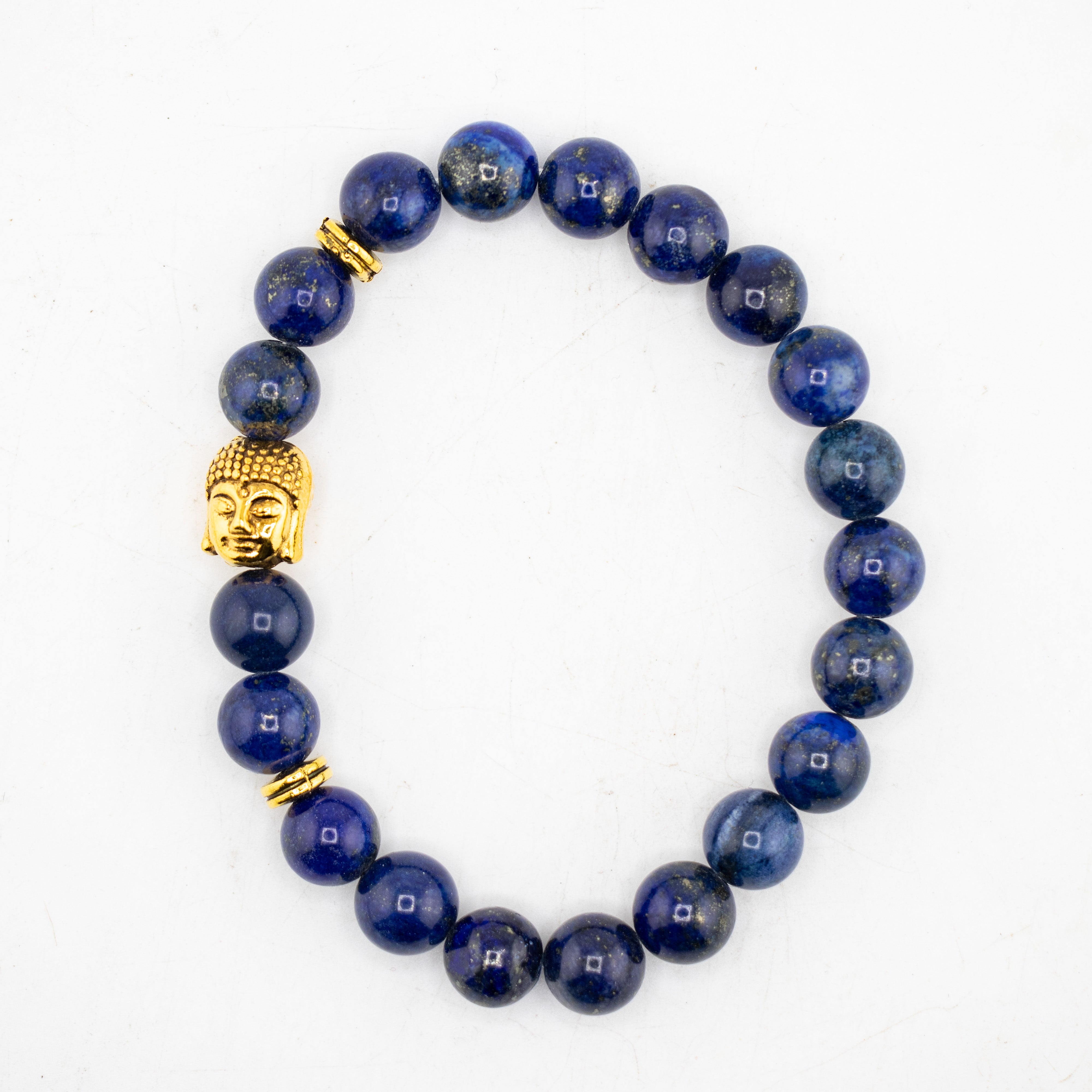 Lapis Lazuli & Buddha Bracelet, 8mm, 5 Pieces in a Pack