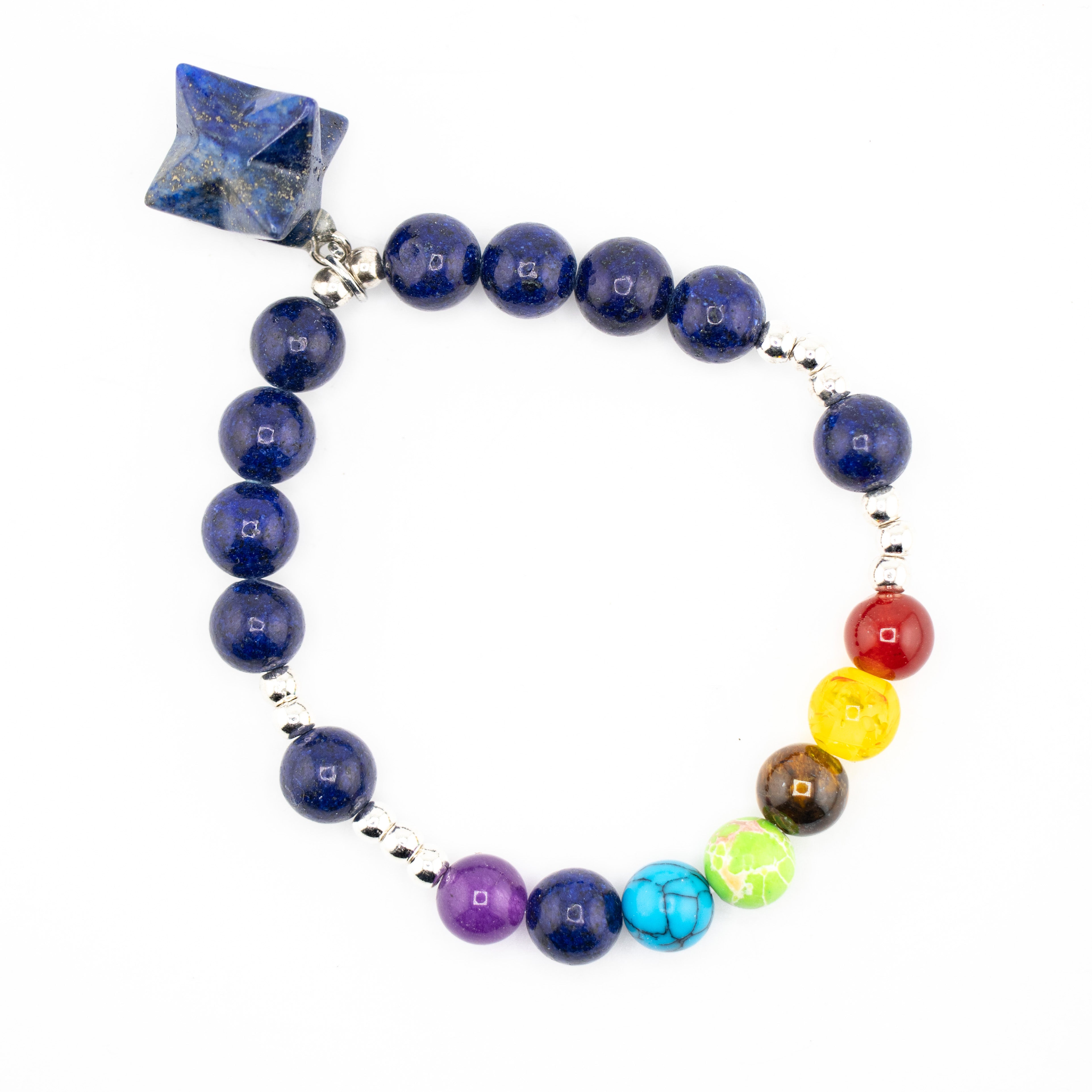 Lapis Lazuli & Chakra Bracelet, 8mm, 5 Pieces in a Pack